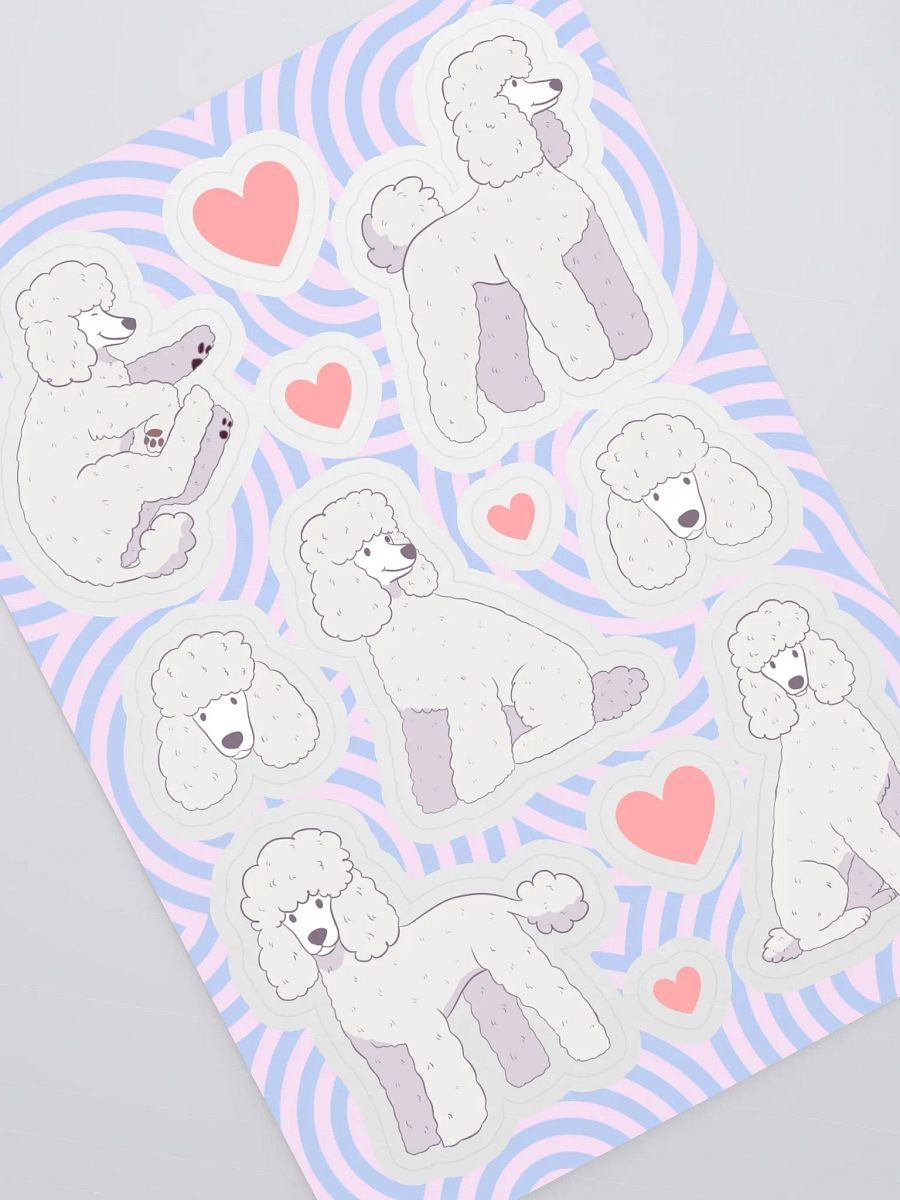 White Poodle Kiss Cut Sticker Sheet product image (2)