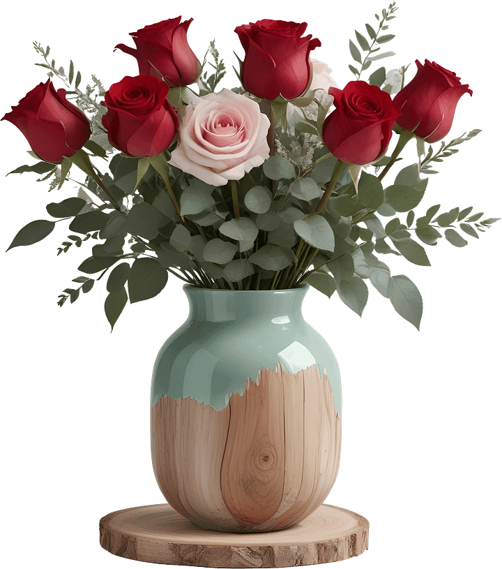 Rustic Vase with roses, png product image (1)