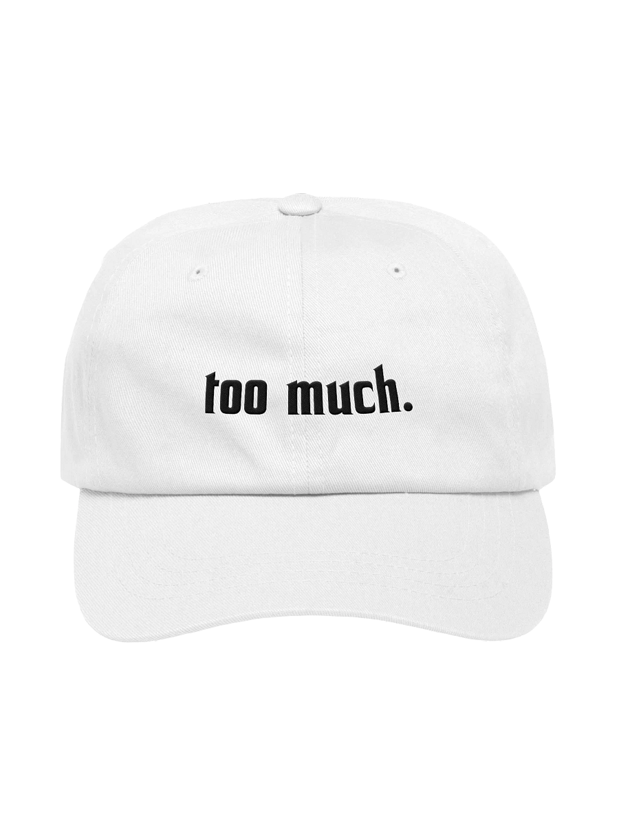 too much. black embroidery baseball hat product image (1)