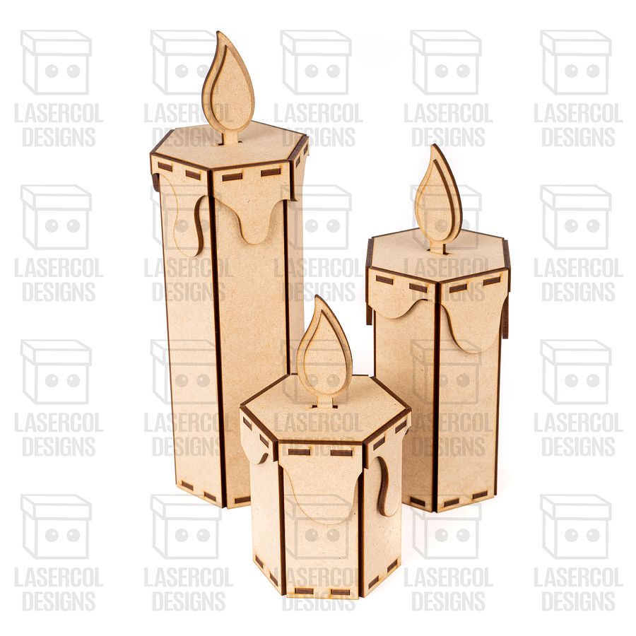 Christmas Candle Shaped Box (Three Sizes) - Laser Cut Files product image (3)