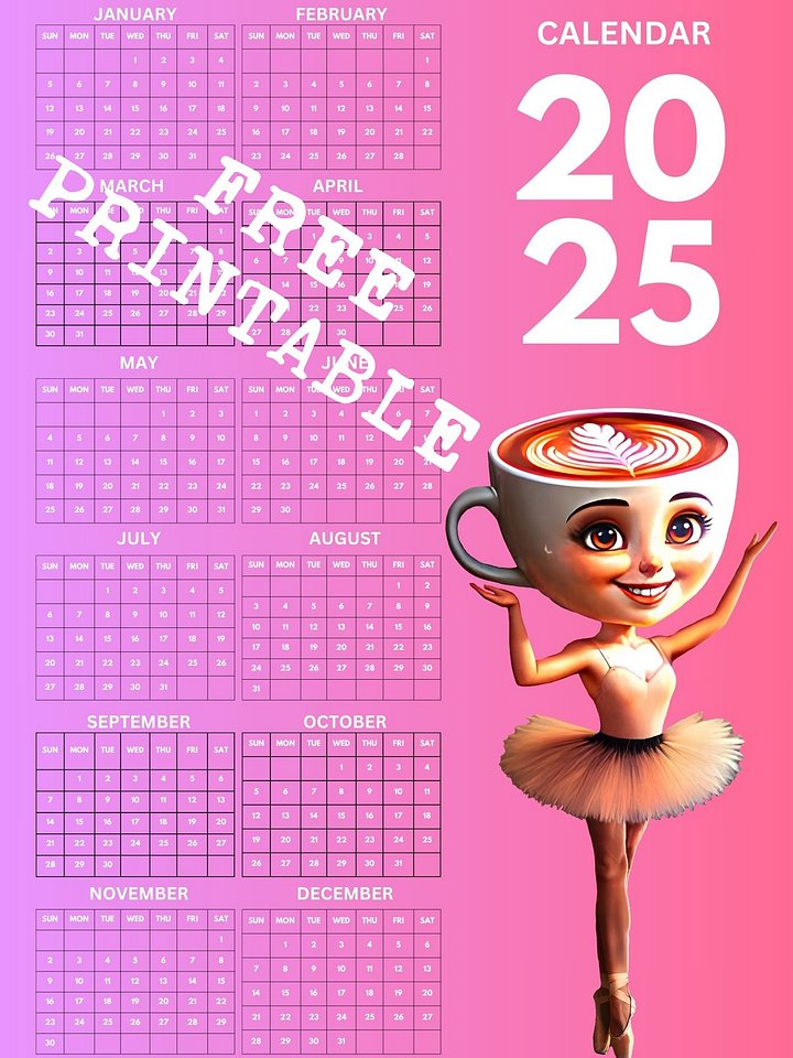 2025 Pink Yearly Calendar – Ballerina Cappuccina product image (1)