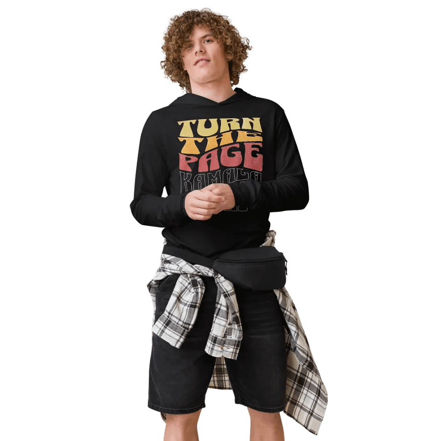 Turn The Page Kamala Harris Retro Groovy Design, Inspirational Message Hoodie Vintage Style, product image (3)
