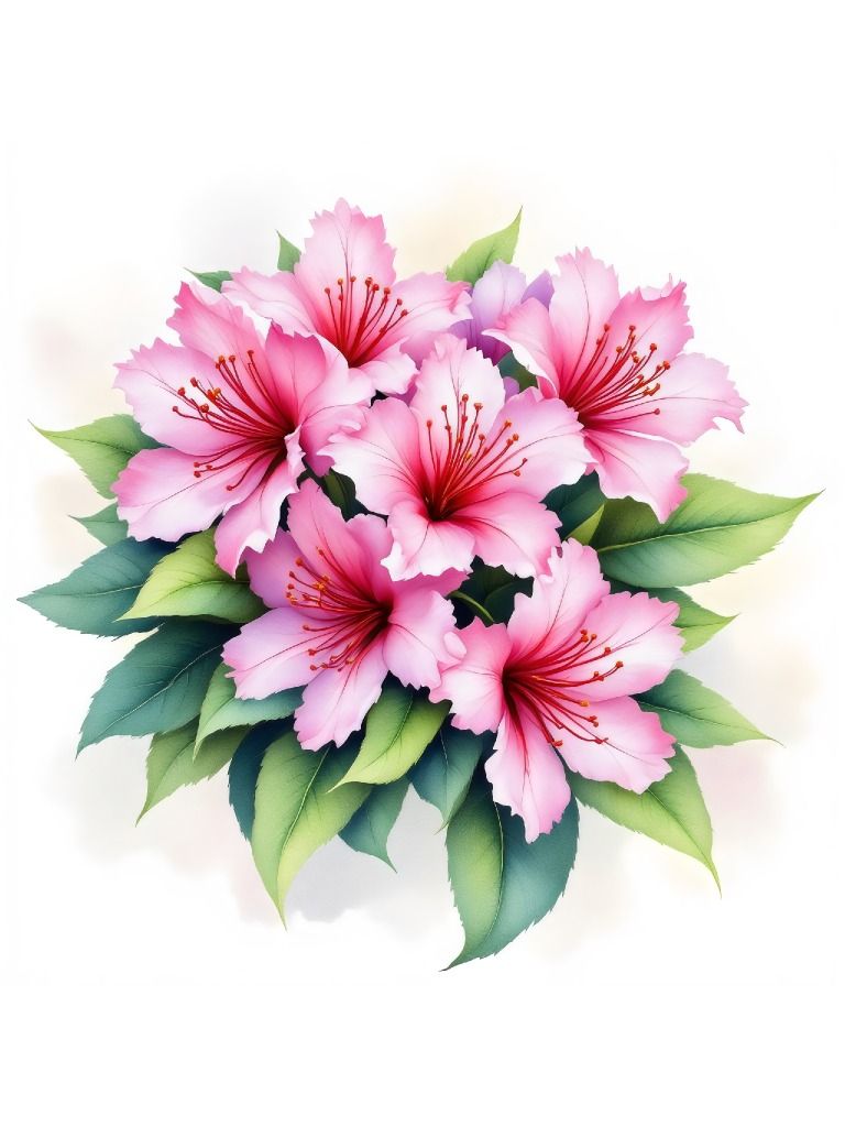 12 free Beautiful Pink Floral Bouquet - Elegant Blossom Art for Nature Lovers - Azalea watercolor clipart product image (5)