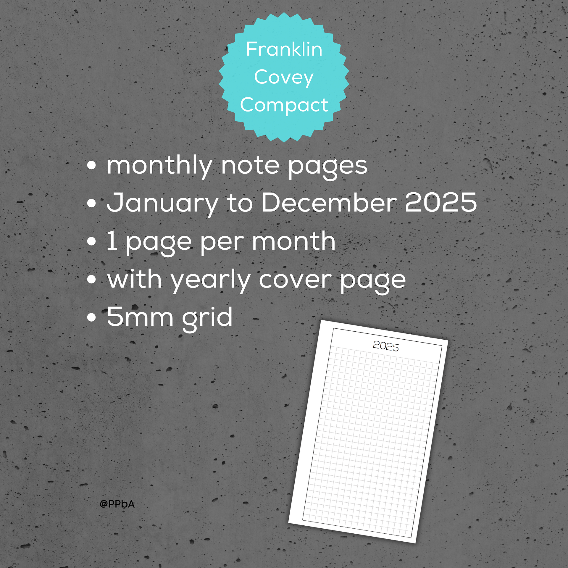 monthly note pages - Franklin Covey Compact - 2025 product image (2)