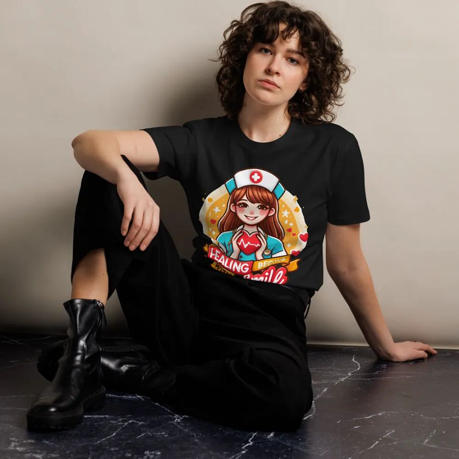 Smiling Nurse Heart T-Shirt product image (13)