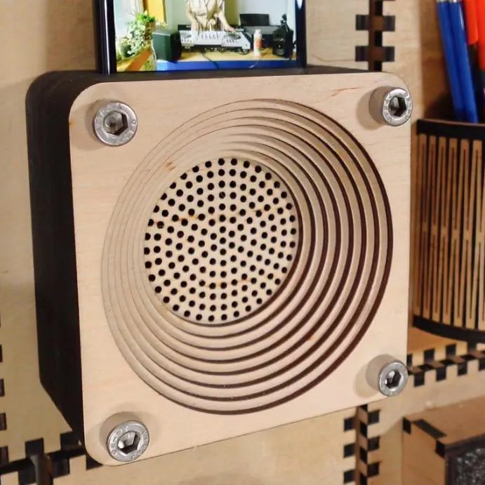 French Cleat Smartphone Holder with Passive Speaker | DIY Phone Stand for Clear Sound | Laser Cut Files for Shed, Workshop, and Garage product image (2)