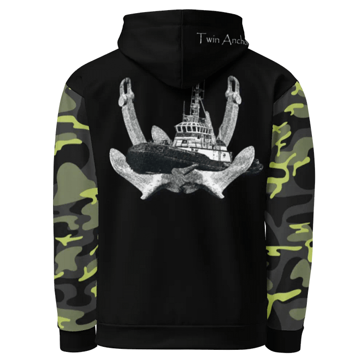Camouflage & Black Twin Anchor Marco tug Hoodie product image (1)