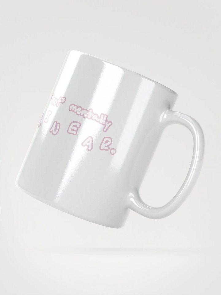 *not* mentally linear (lined design, #E1B9CE) glossy white mug product image (3)