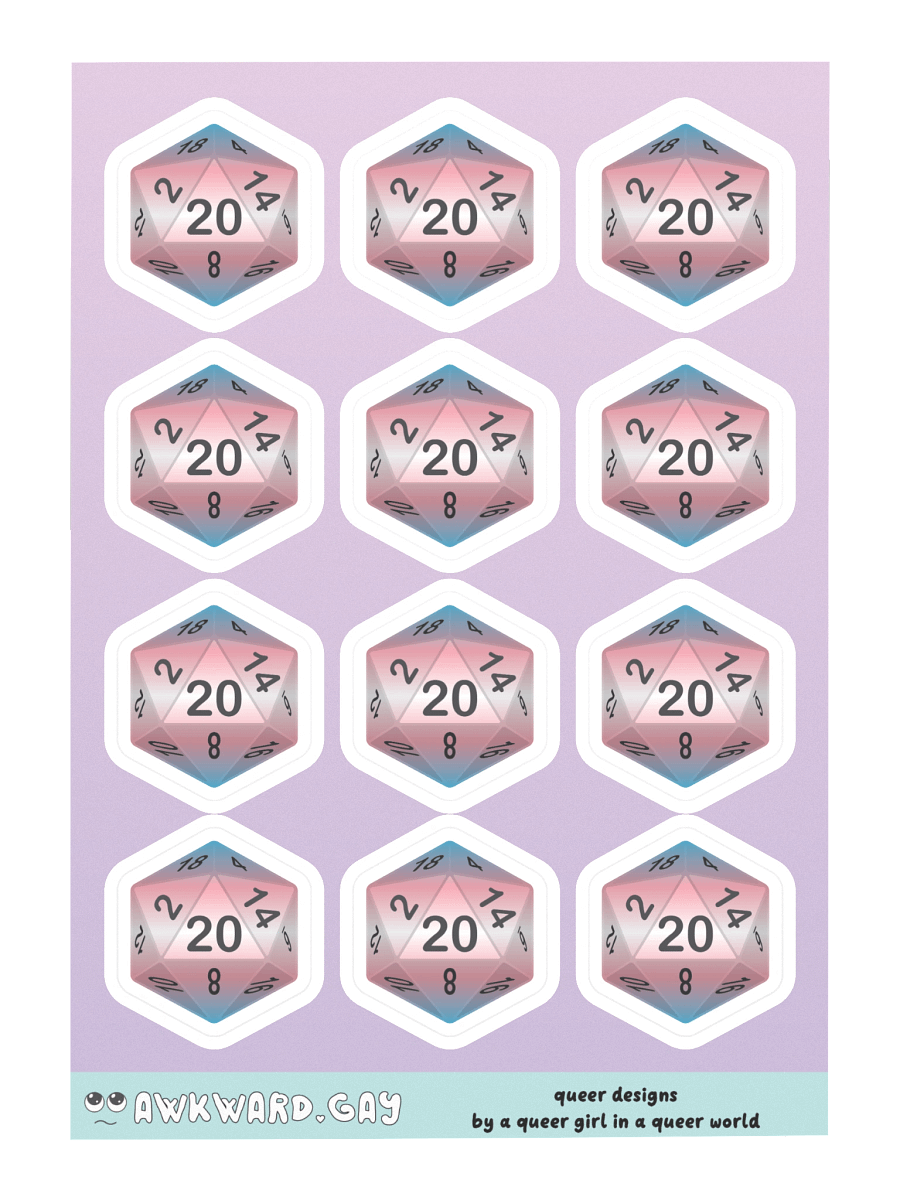 Trans Pride D20 Sticker Sheet product image (3)