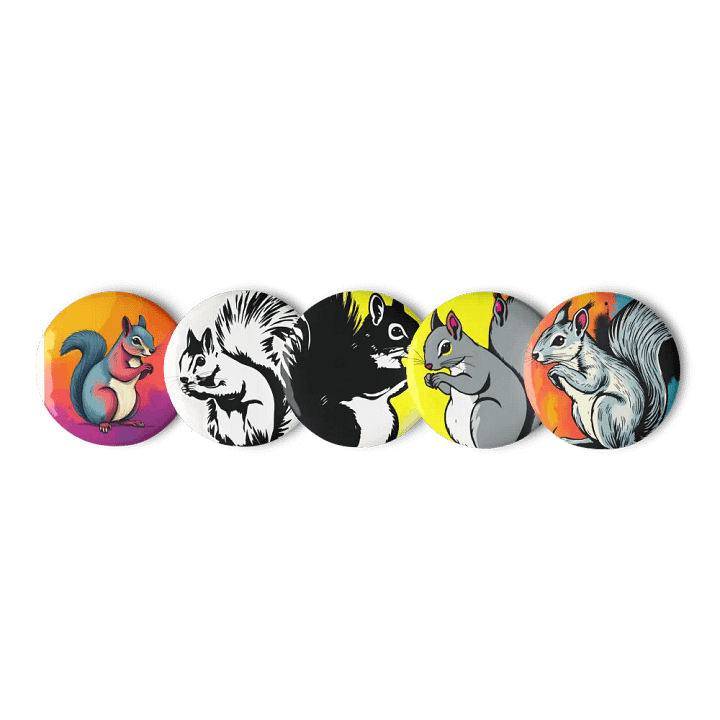 Vibrant Squirrel Delight Pin Buttons product image (1)