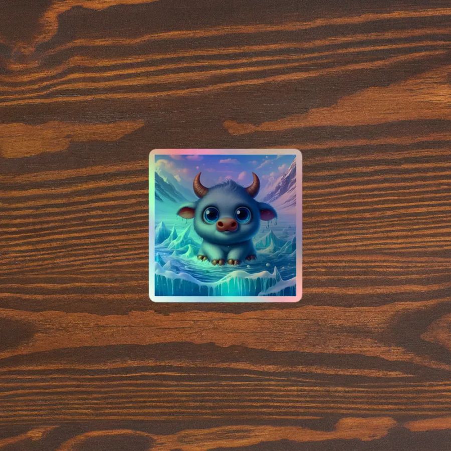 Whimsical Winter Yak Holographic Sticker Set product image (5)