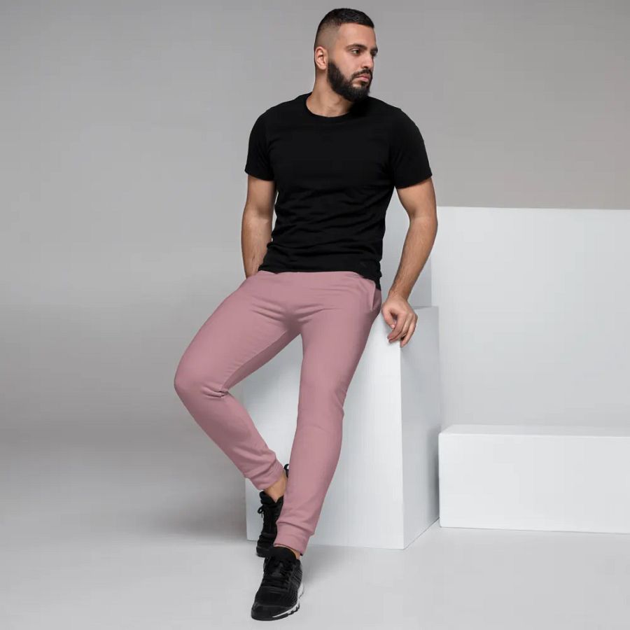 Plain Dusty Pink Soft Summer Recycled Polyester Premium Men's Joggers by Treasure Pie product image (7)