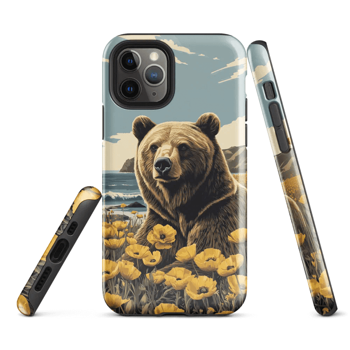 Grizzly Bear Yellow Poppies - Tough Phone Case product image (2)