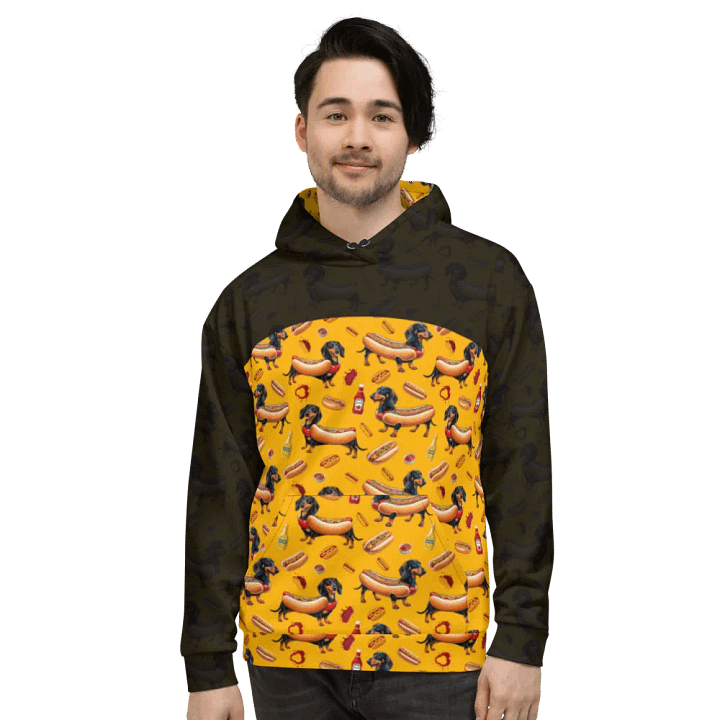 Dachshund Delight All-Over Hoodie (Obsidian) product image (2)