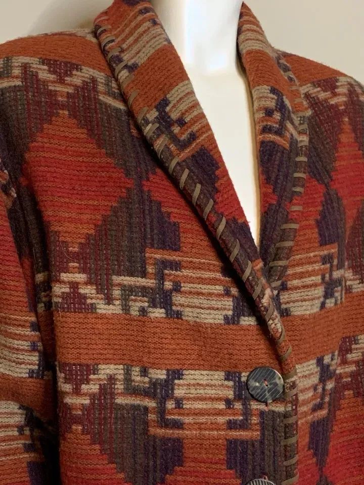 Vintage Double D Ranch Wear Blanket Coat Jacket Size L Wool Blend Southwest 90s product image (1)