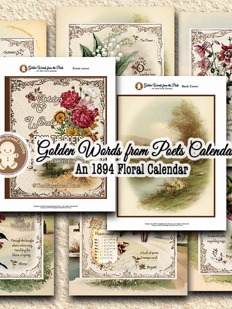 Golden Words from Poets 1894 Floral Calendar Kit Digital Download product image (1)