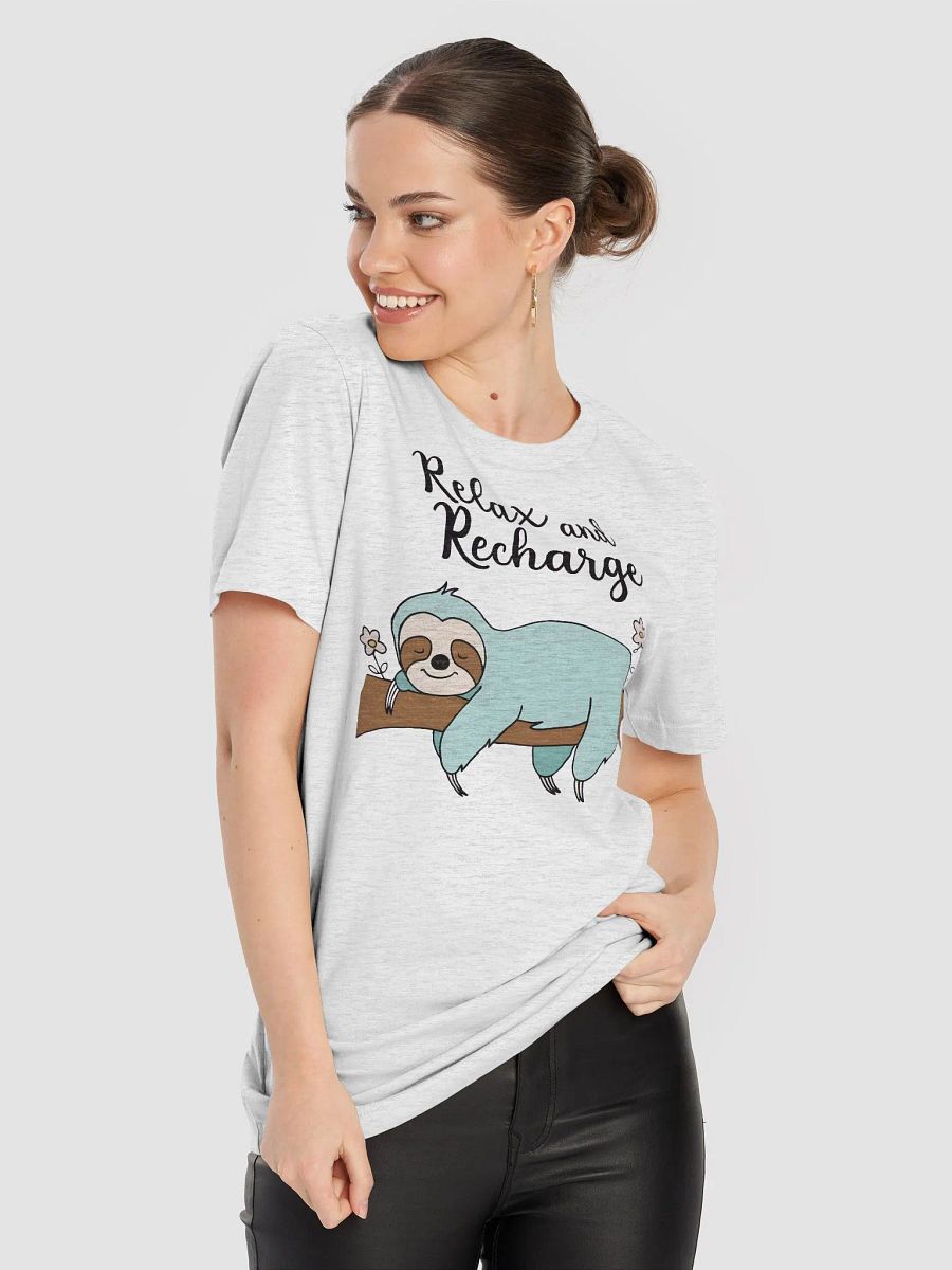Sloth Relax and Recharge T-Shirt, Self Care Gift, Nature Lover tee, Lazy Sloth T-shirt product image (5)