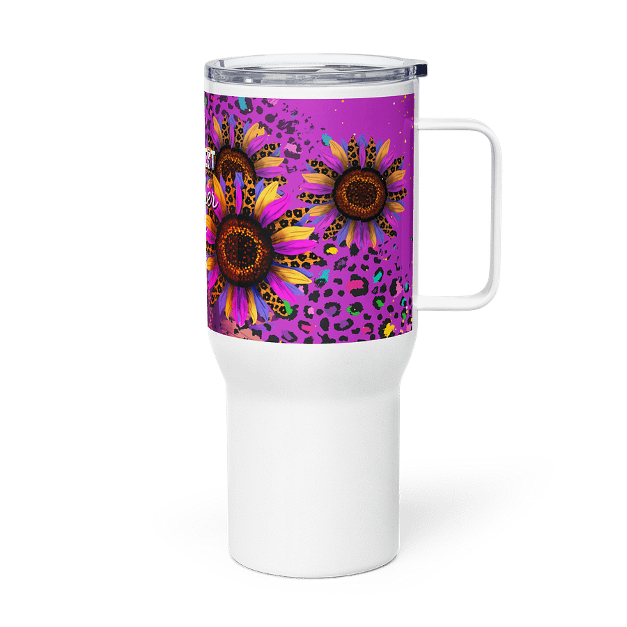 Sunflower leopard print Best Teacher Appreciation Travel Mug for all teachers product image (4)