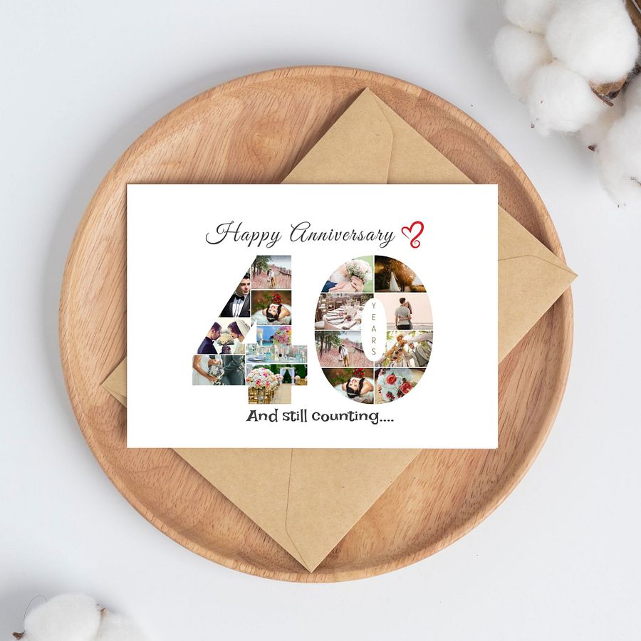 40 Year Anniversary Photo Card Editable Canva Template product image (9)
