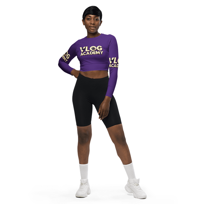 Vlog Academy All-Over Print Recycled Long Sleeve Crop Top product image (1)