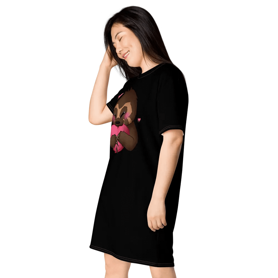 Black Blushing Sloth Love T-Shirt Dress product image (3)
