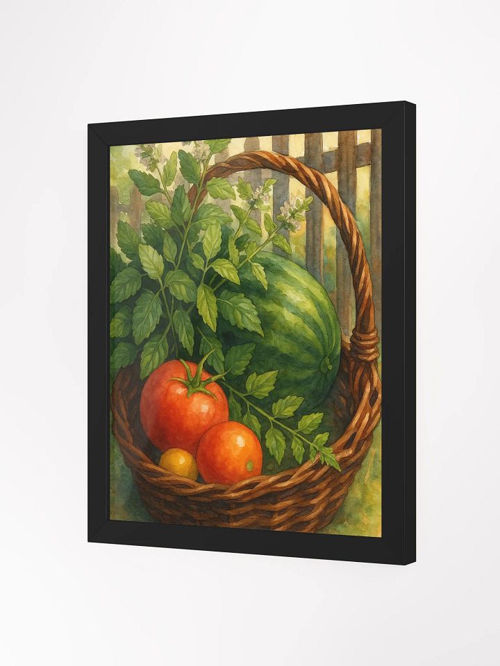 Country Garden Harvest Watercolor – Framed Wall Art with Tomatoes, Watermelon & Herbs product image (10)