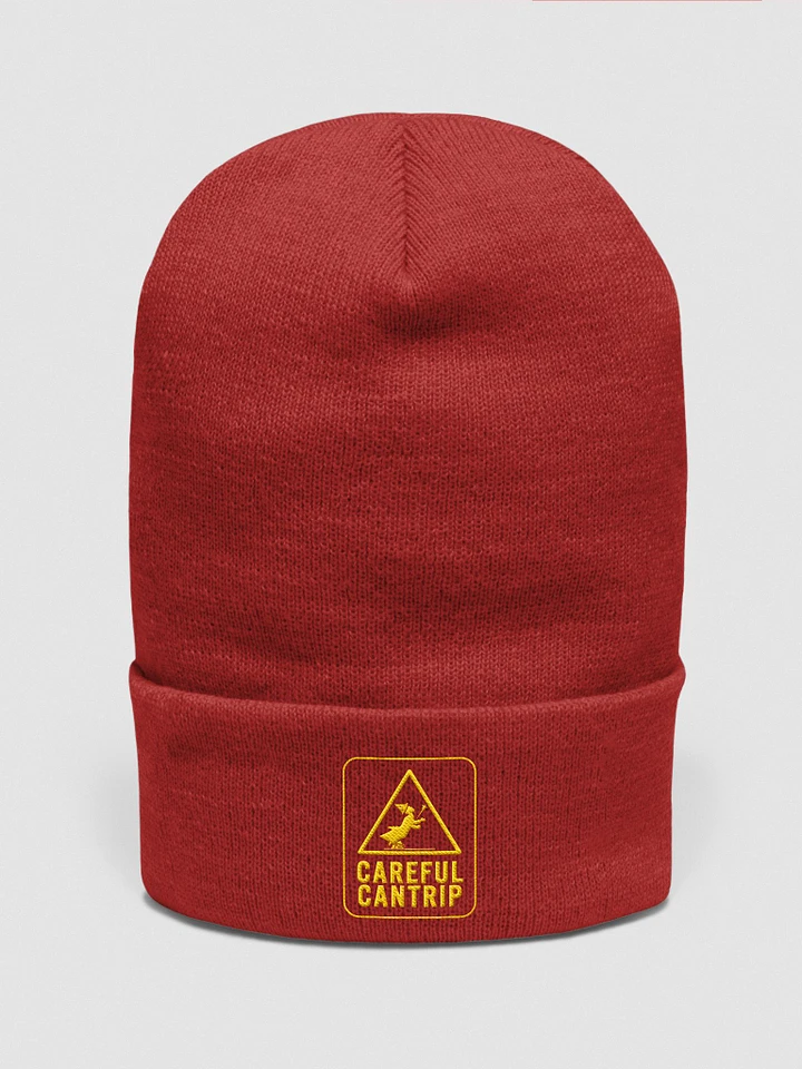 Careful Cantrip Logo Beanie Red (Yellow logo) product image (1)
