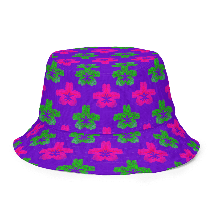 Reefer Rave Reversible Bucket Hat, Neon 90s Style Stoner Summertime Festival 420 Fashion, Cannabis Pot Leaf Pink Green Ganja Weed Accessory product image (5)