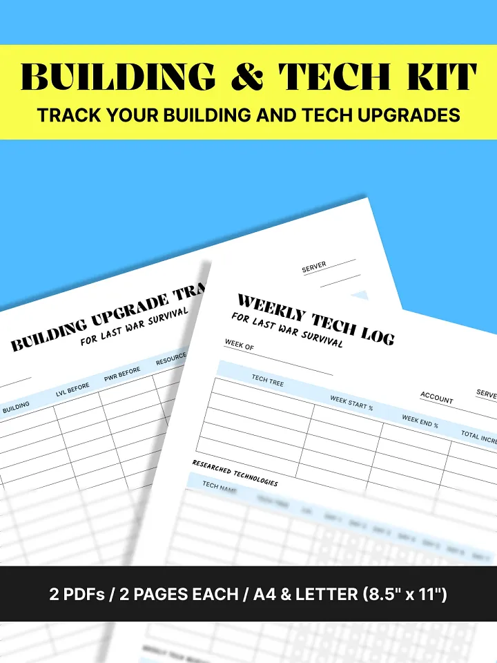 Building & Tech Printable Tracker Kit for Last War Survival product image (1)