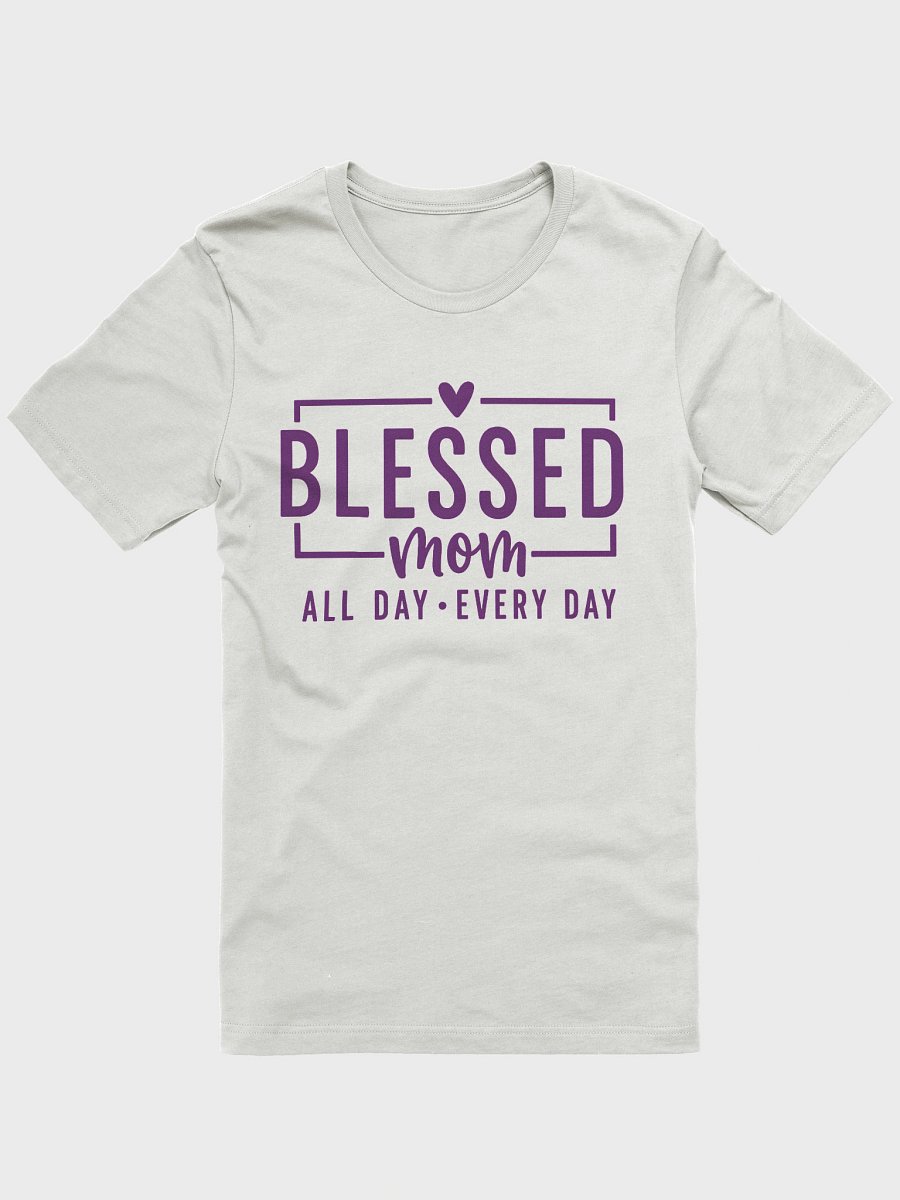Blessed Mom T-Shirt | Framed Heart Script Design | All Day Every Day Motherhood Tee product image (1)