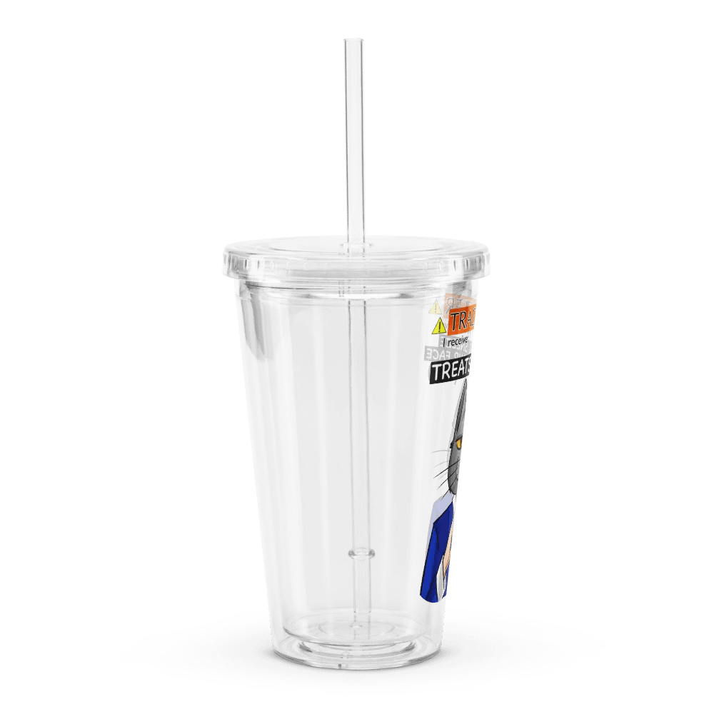 Trade Offer Human-Cat Meme Clear Plastic Tumbler product image (3)