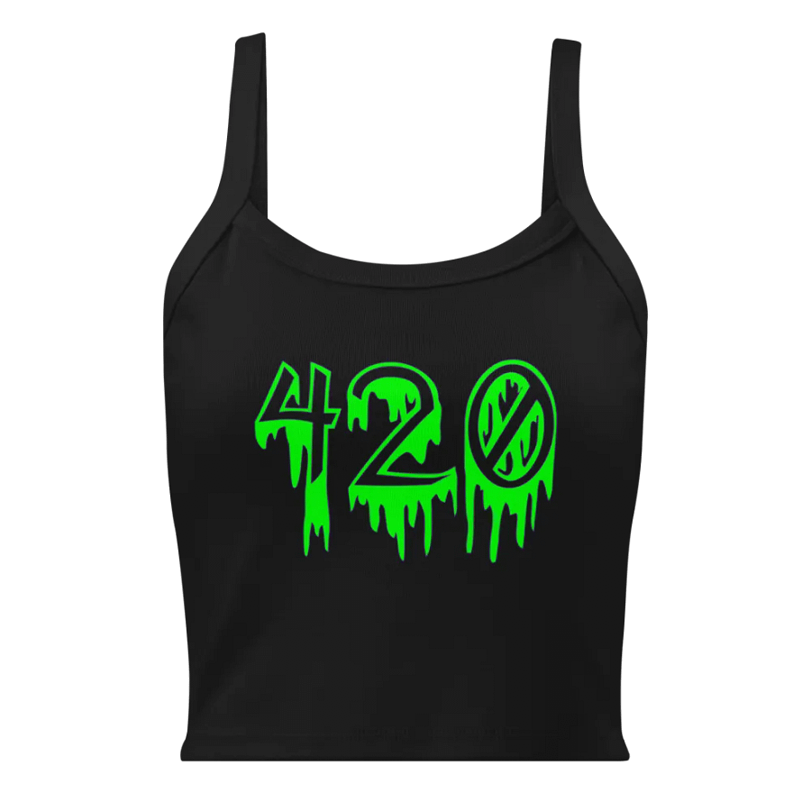Green 420 Twisted Black Tank Top, Women's Creepy Dripping Stoner Shirt product image (1)