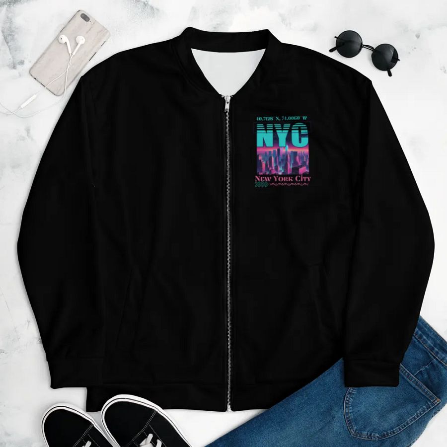 NYC New York City Graphic All Over Print Bomber Jacket product image (12)