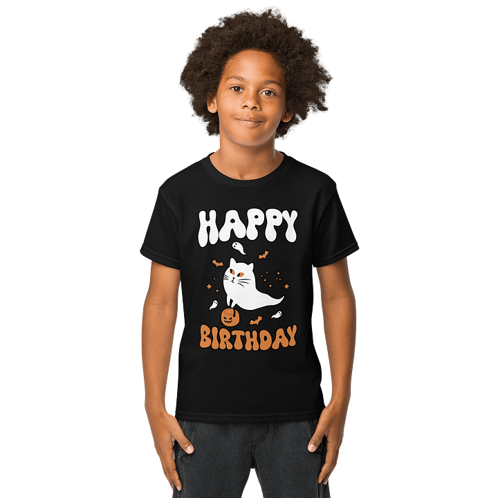 Happy Birthday (Cat Ghost Halloween) T-Shirt For Kids product image (9)