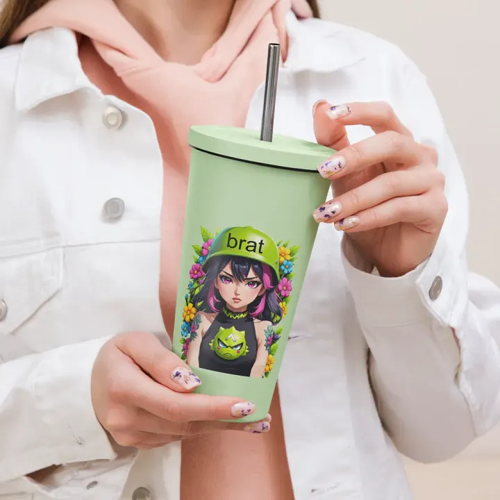 Brat 20 oz Tumbler Cup - Mint - Insulated Tumbler with a Straw v6 product image (2)