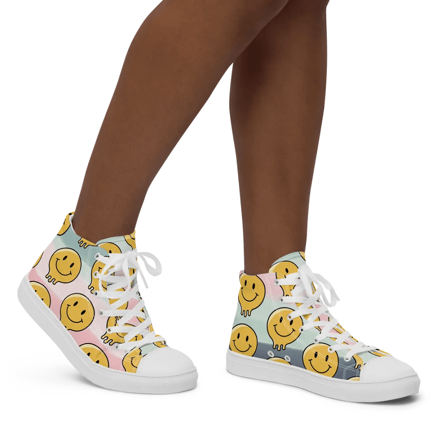 'Happy Face' Women's Handmade High Top Canvas Shoes product image (6)