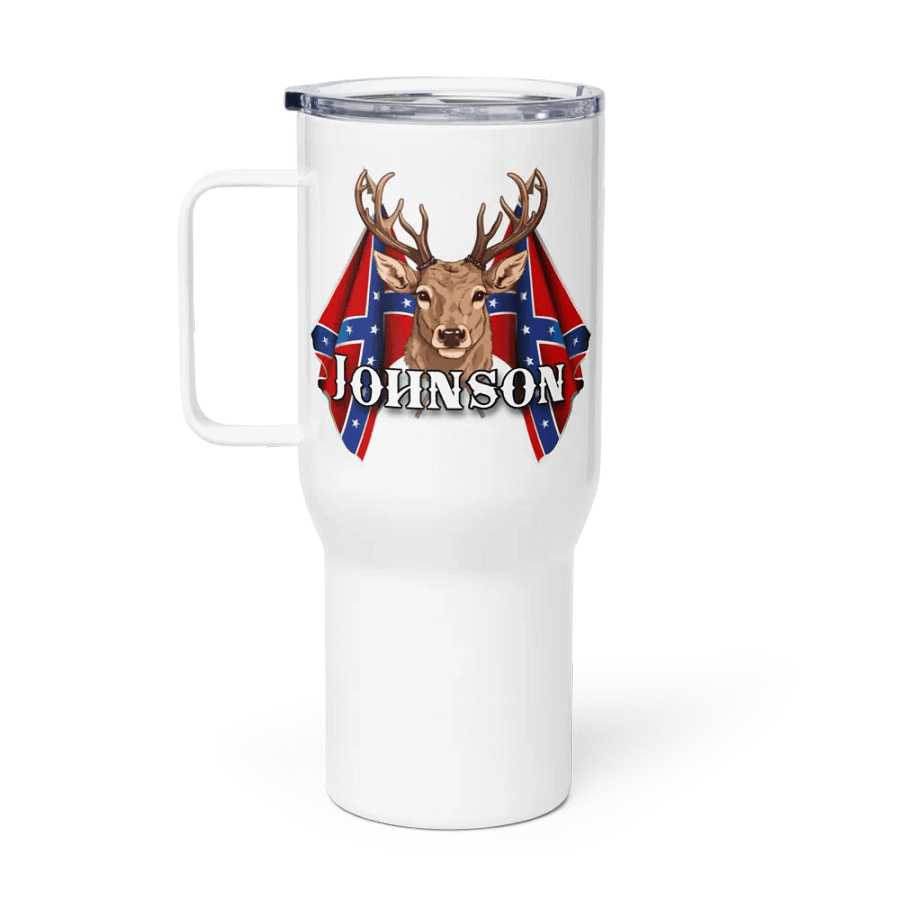 "Johnson" Rebel Redneck Deer - Travel Mug w/ Handle product image (1)