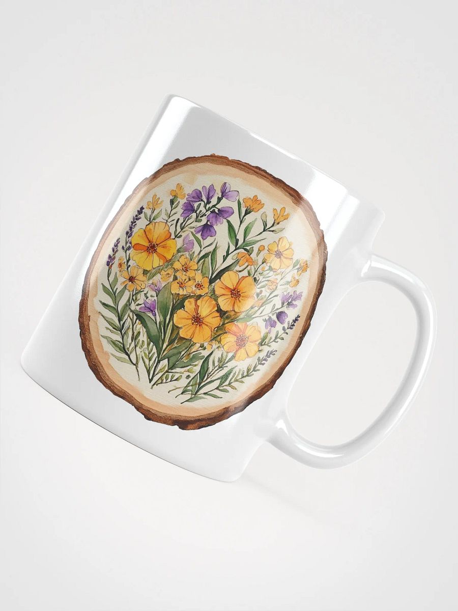 Yellow Orange Wildflower Round Wood Art Ceramic Mug product image (10)