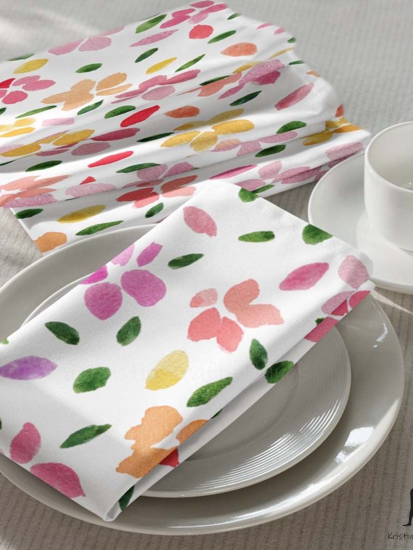 Spring Flowers on White Cloth Napkin Set of 4 product image (9)