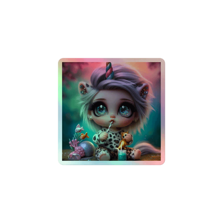 Whimsical Cat Unicorn Holographic Sticker Sheet product image (1)