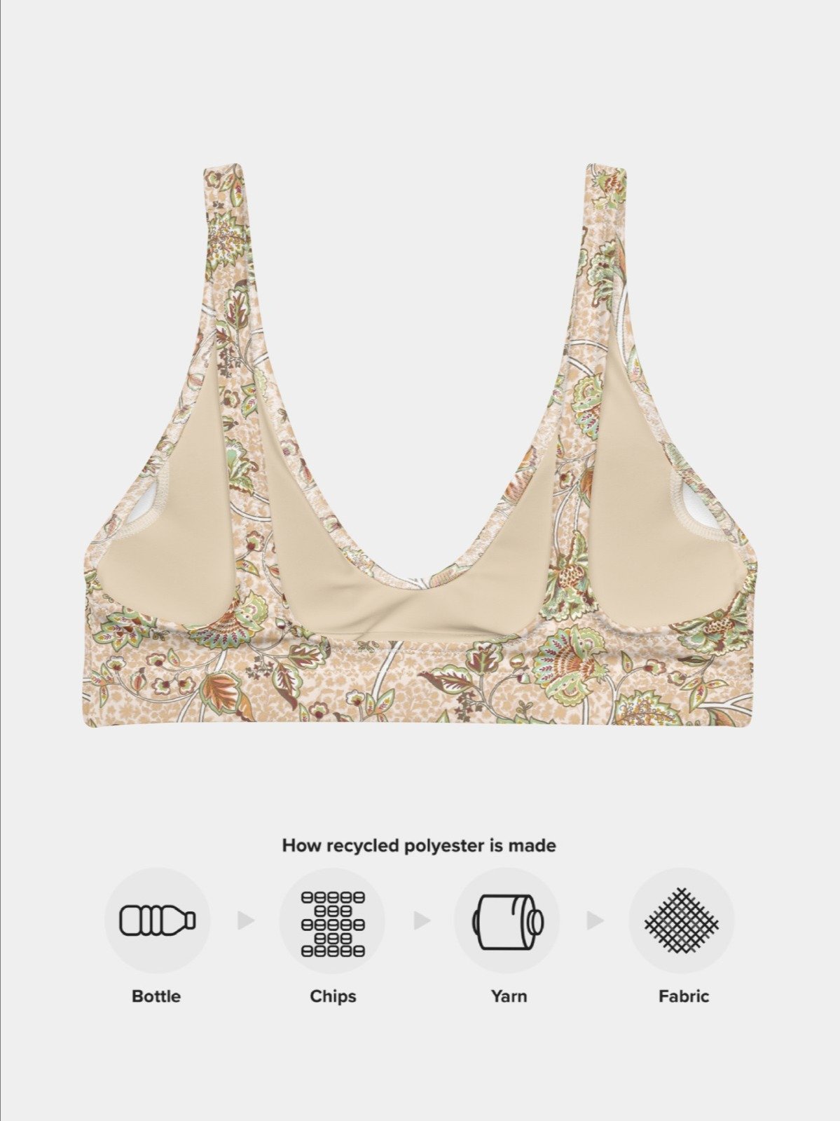 Padded Bikini Top "Elegant Neutral Beige Chintz" product image (9)