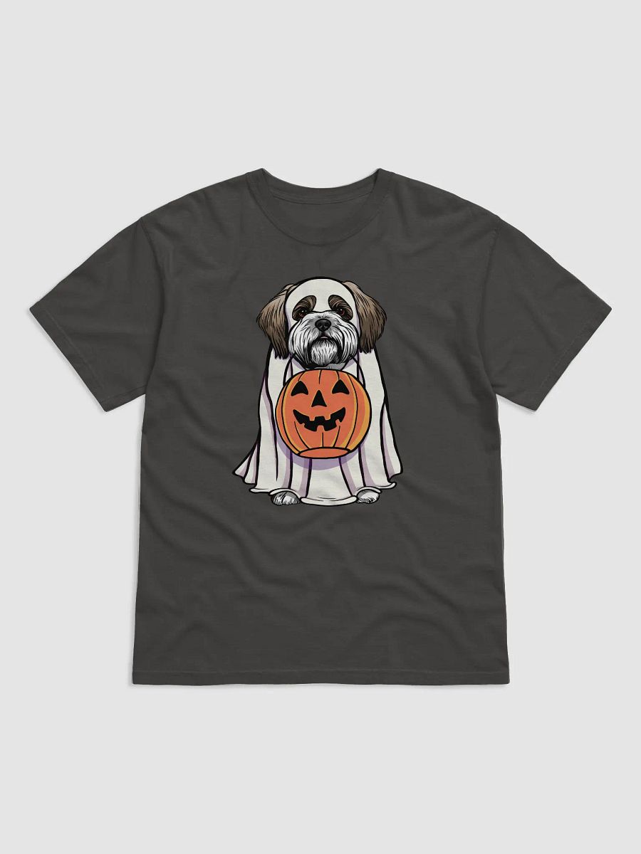 Funny Halloween Shih Tzu T-Shirt | Funny Dog Wearing a Ghost Costume and Holding a Pumpkin Basket product image (17)