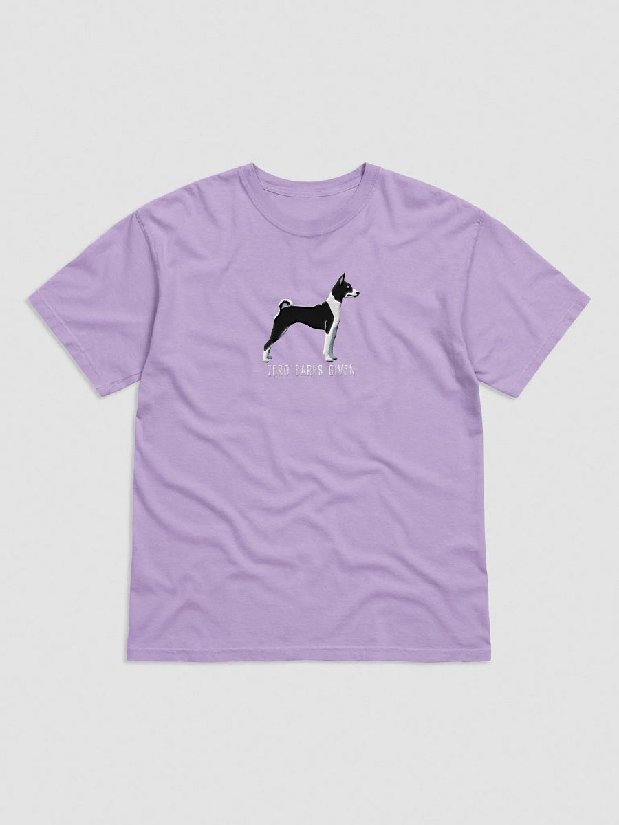 Zero Barks Given T-Shirt(Embroidered) of a Basenji(Black & White) product image (41)