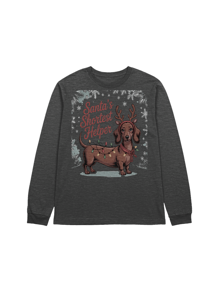Santa’s Shortest Helper Festive Dachshund Long-Sleeve Tee product image (1)