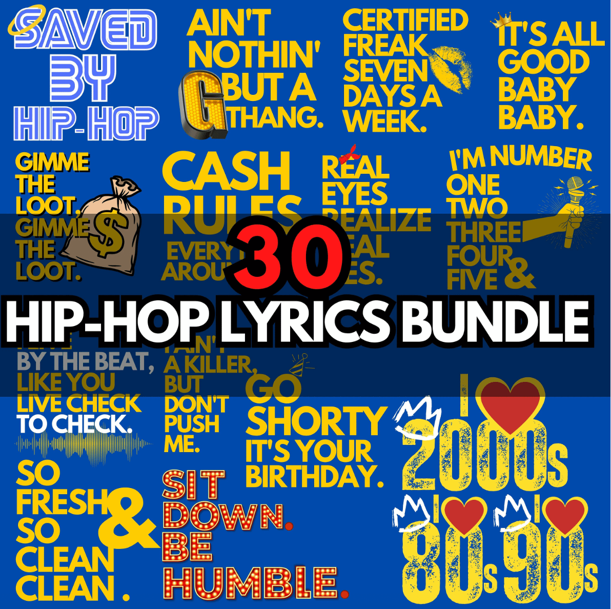 Hip Hop Rap Lyrics PNG Bundle For Shirts | Digital download product image (1)