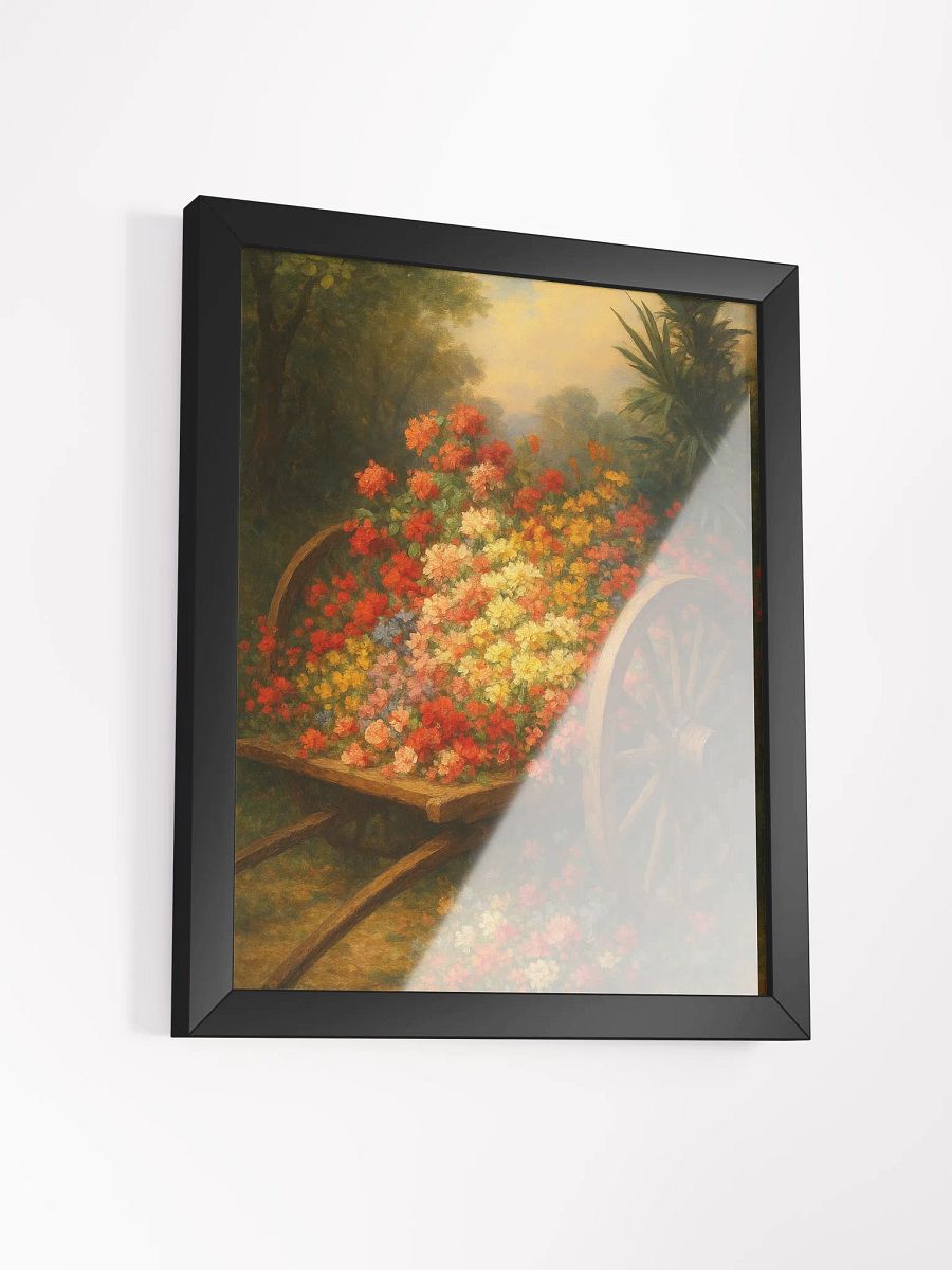 Rustic Floral Cart Wall Art – Romantic Oil Painting Style Wildflower Garden Print product image (13)