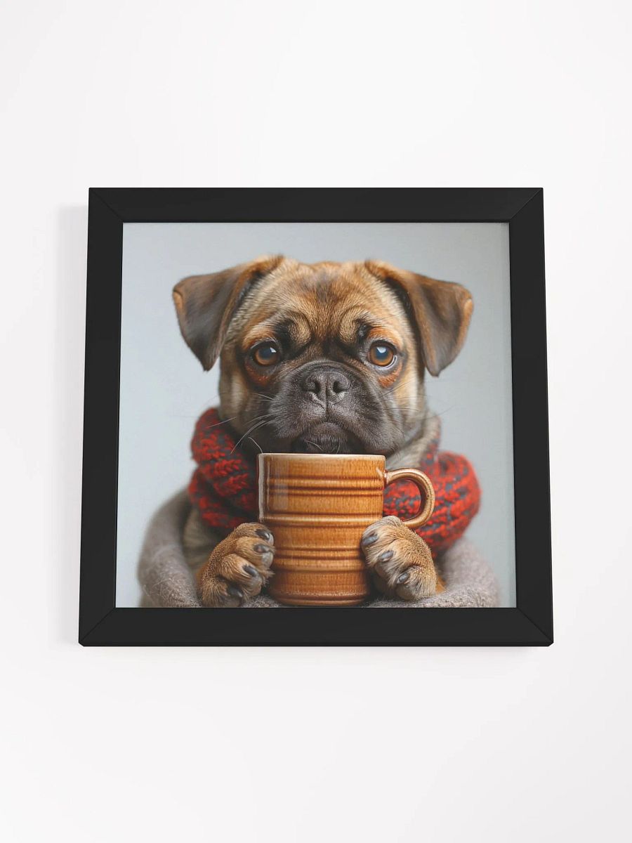 Cute Coffee Lover Puggle Dog Framed Wall Art product image (2)