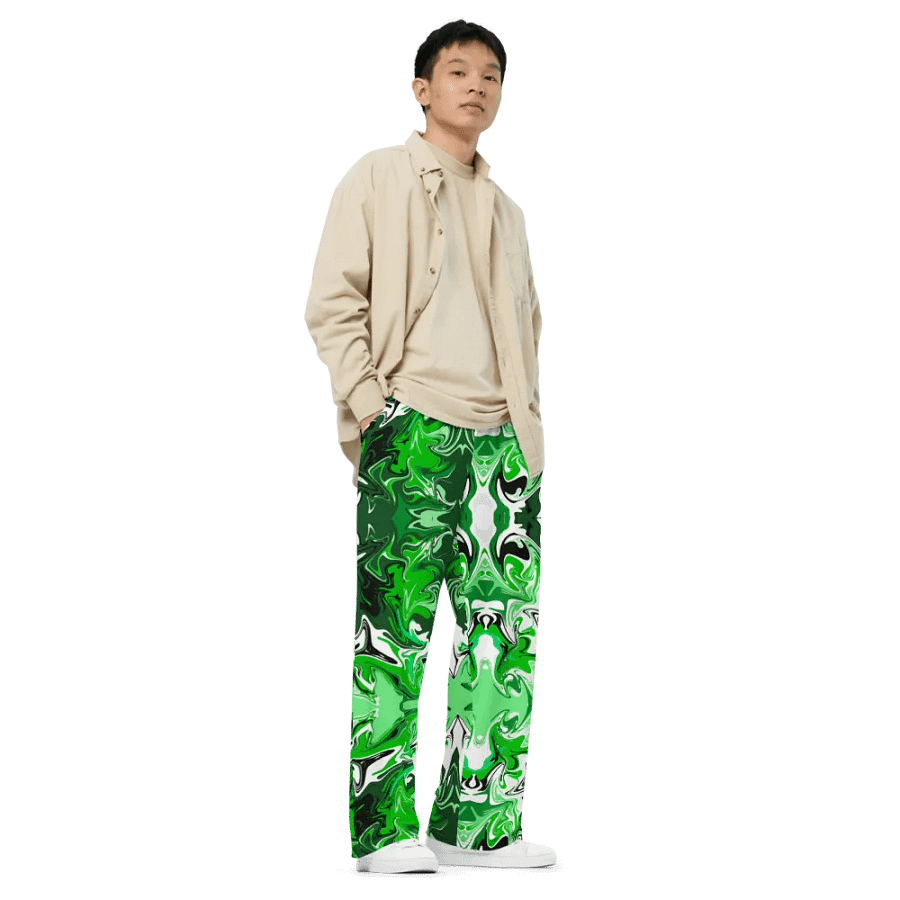 Green Swirl Unisex Wide Leg Bottoms product image (5)