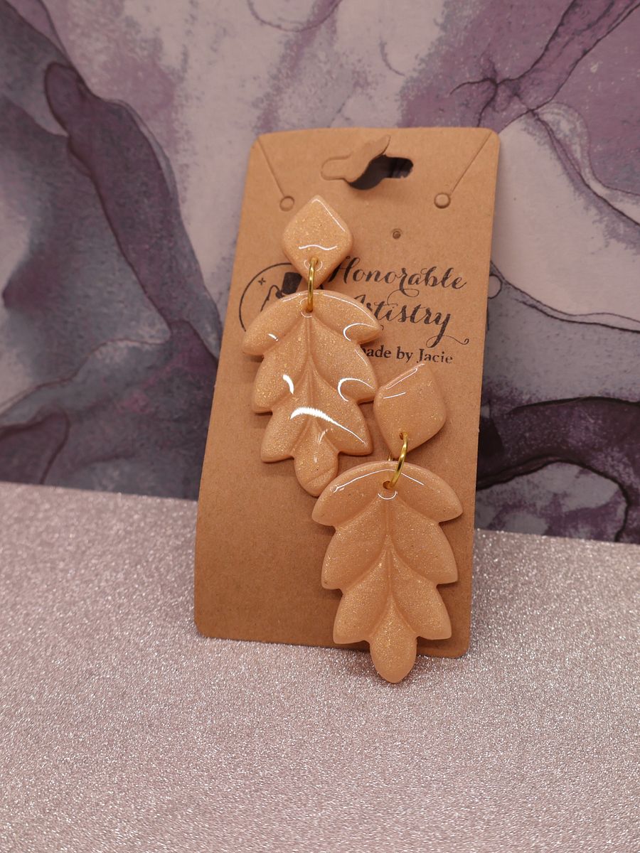 Hanging Leaf Earrings - Polymer Clay product image (3)