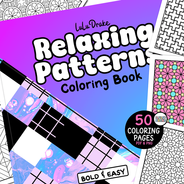 Relaxing Patterns Coloring Complete eBook, 50 Pages | ★ DIGITAL ★ product image (1)